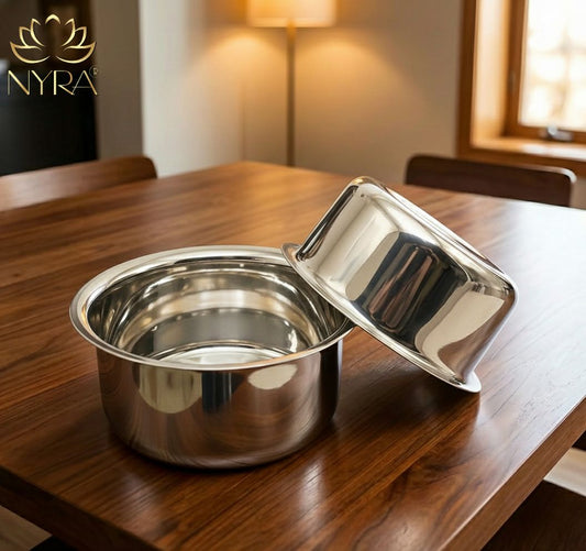 Induction Compatible Stainless Steel Tope Set (2 Pcs) | Heavy Gauge Flat Bottom