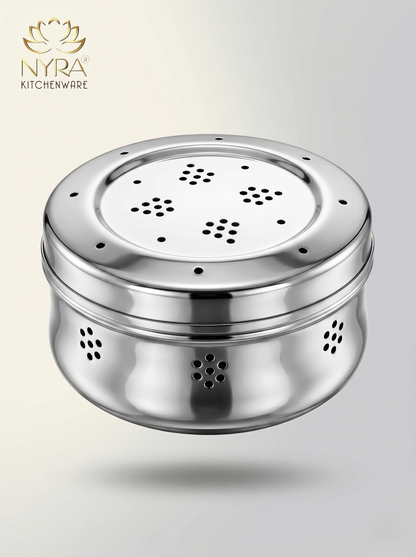 Stainless Steel Coriander Storage Box with Air Ventilation Holes | Dhaniya Dibba | Dibbi