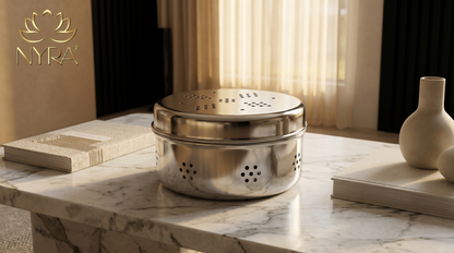 Stainless Steel Round Dibbi/Dabba | Ventilated Dhaniya & Spice Box
