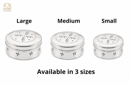 Stainless Steel Multipurpose Storage Container with Air Ventilation Holes - Set of 3 Pcs