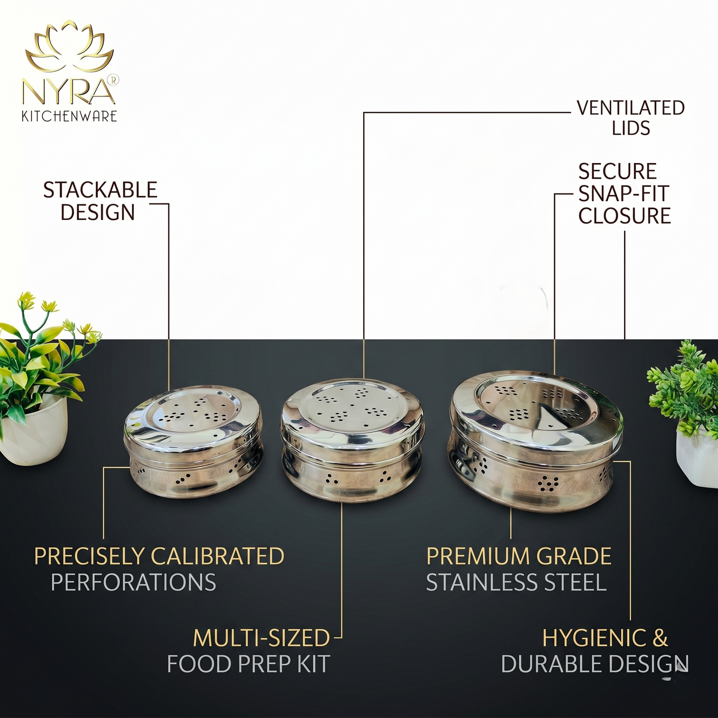 Stainless Steel Coriander Storage Box with Air Ventilation Holes | Dhaniya Dibba | Dibbi
