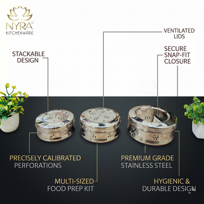 Stainless Steel Coriander Storage Box with Air Ventilation Holes | Dhaniya Dibba | Dibbi
