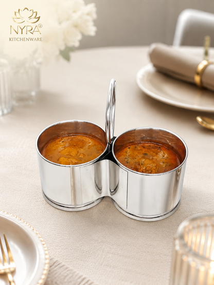 Stainless Steel Chougadha | Chaumukha Vegetable Holder with Handle – Premium 2, 3, 4 Container