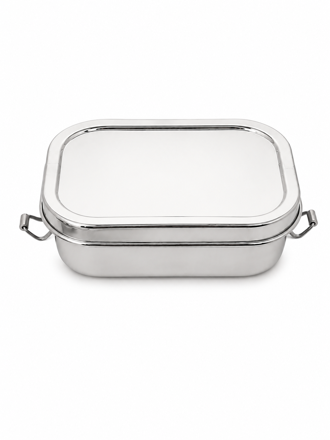 Stainless Steel Rectangular Lunch Box | Leak-Proof Tiffin with Inner Container & Locking Clip