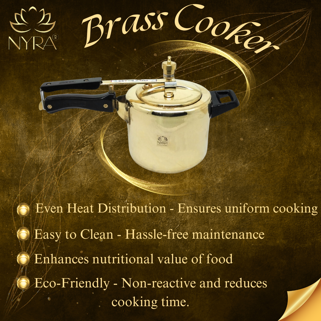 Pure Brass Cooker with Kalai/Tin Coating-Inner Lid Pressure Cooker