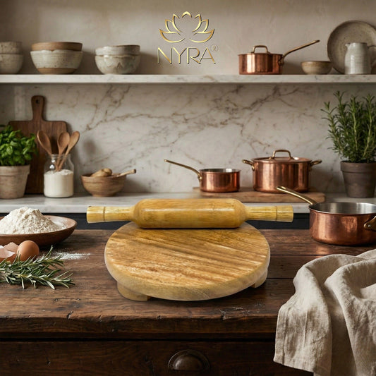 Wooden Belan and Chakla Set for Kitchen | Rolling Pin and Board for Roti, Paratha, Chapati Making