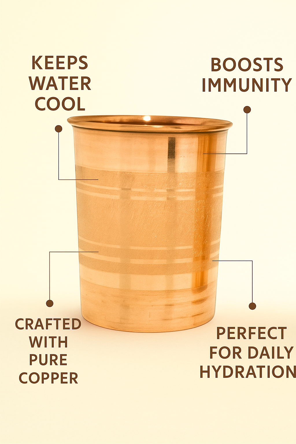 Handmade Copper Glass/Tumbler - Ayurvedic Health Benefits | Traditional Tamba Drinkware for Daily Use
