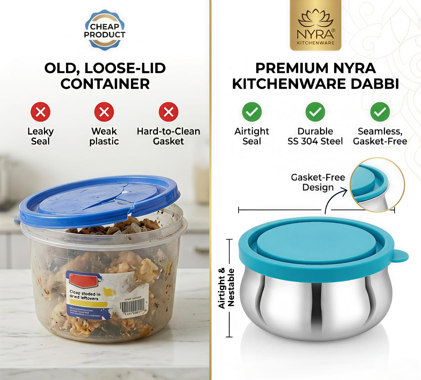 Air-tight Stainless Steel Container Set - Premium Leak-Proof Dibbi