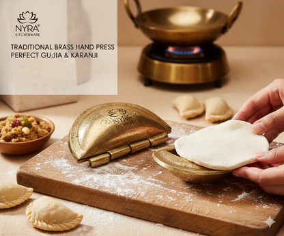 Pure Brass Gujiya / Karjikai Mould | Traditional Sacha Machine for Festive Sweets