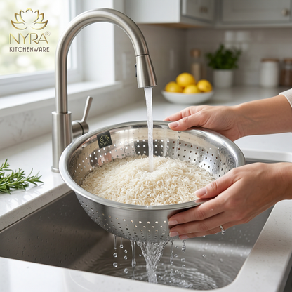 Stainless Steel Strainer/Rice/Chawal Chalni - Set of 3pcs.