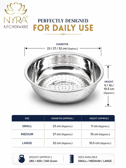 Stainless Steel Rice, Fruits & Vegetables Basin Strainer/Colander