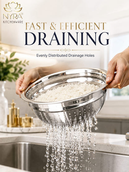 Stainless Steel Rice, Fruits & Vegetables Basin Strainer/Colander