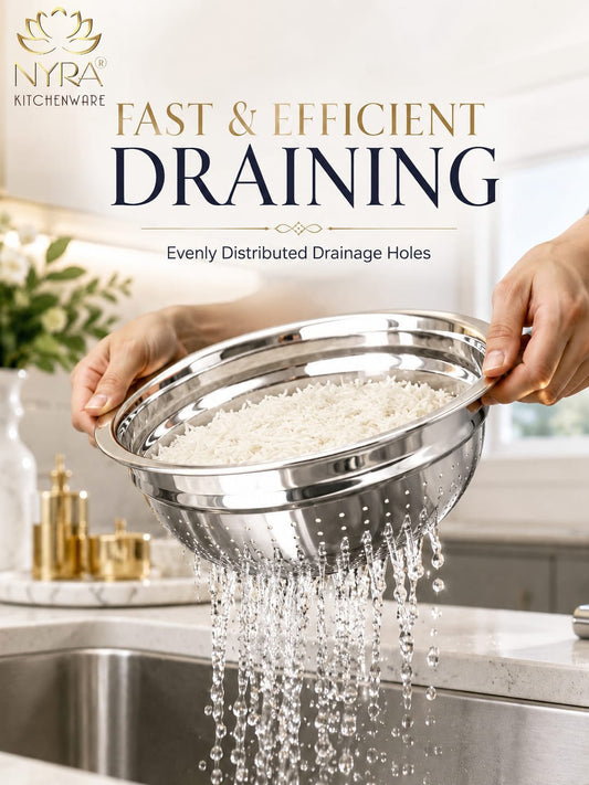Stainless Steel Rice, Fruits & Vegetables Basin Strainer/Colander
