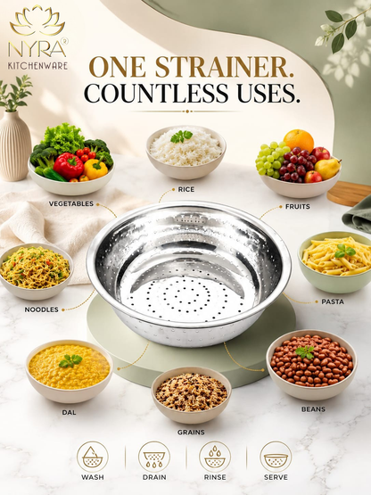 Stainless Steel Rice, Fruits & Vegetables Basin Strainer/Colander