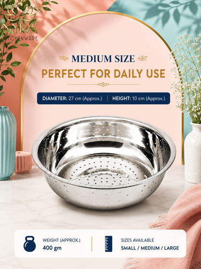 Stainless Steel Rice, Fruits & Vegetables Basin Strainer/Colander