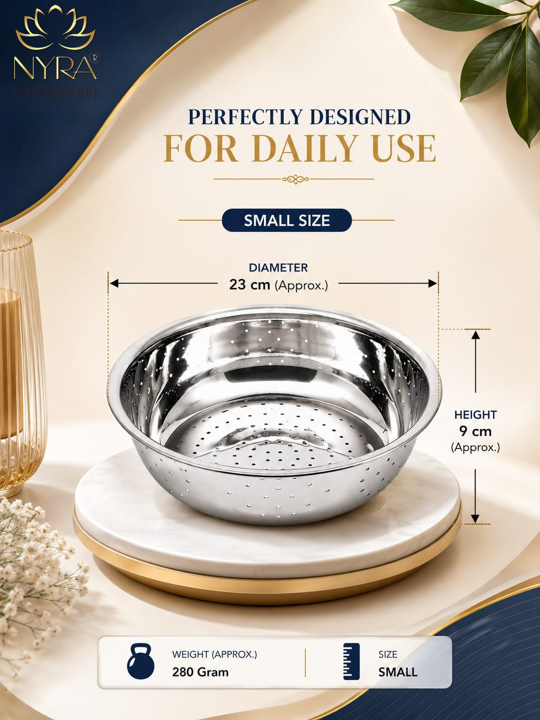Stainless Steel Rice, Fruits & Vegetables Basin Strainer/Colander