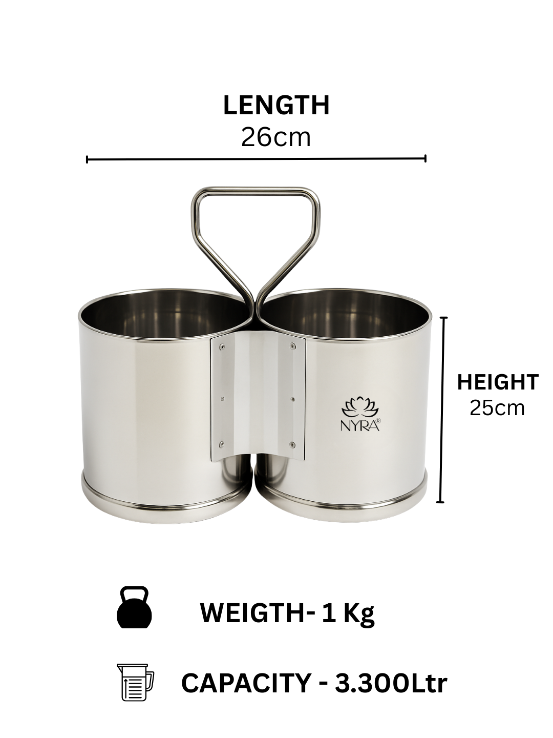 Stainless Steel Chaumukha/Chougadha Vegetable Holder with Handle | Premium 2, 3 & 4 Container Stand