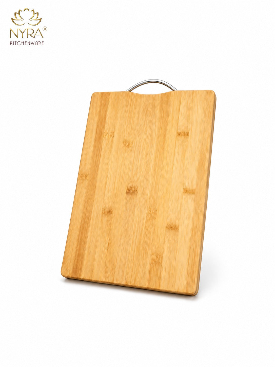 Wooden Chopping Board with Durable Steel Handle - Slicing and Chopping veggies/fruits/cheese