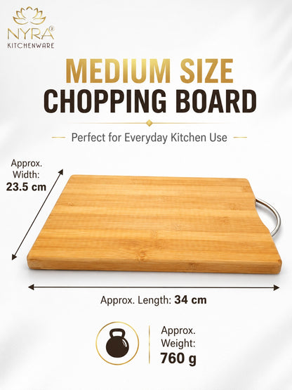 Wooden Chopping Board with Durable Steel Handle - Slicing and Chopping veggies/fruits/cheese