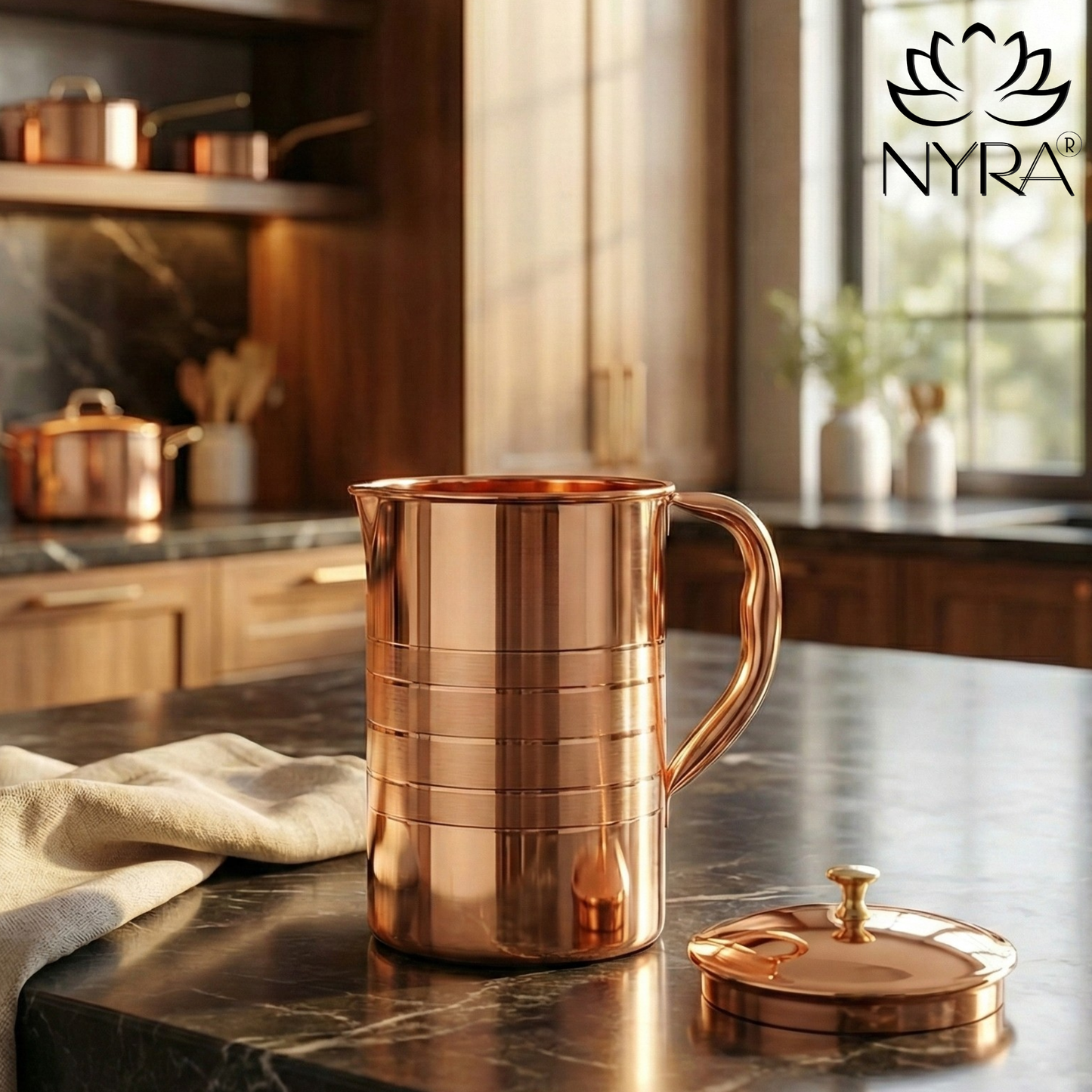 Pure Copper/Tamba Water Jug with Lid