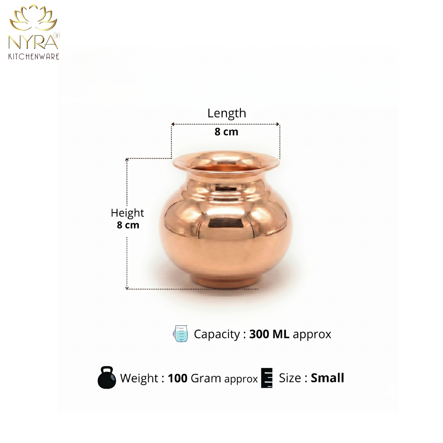 Premium Copper Lota | Health Benefits - Traditional Tamba Kalash - 4 Sizes