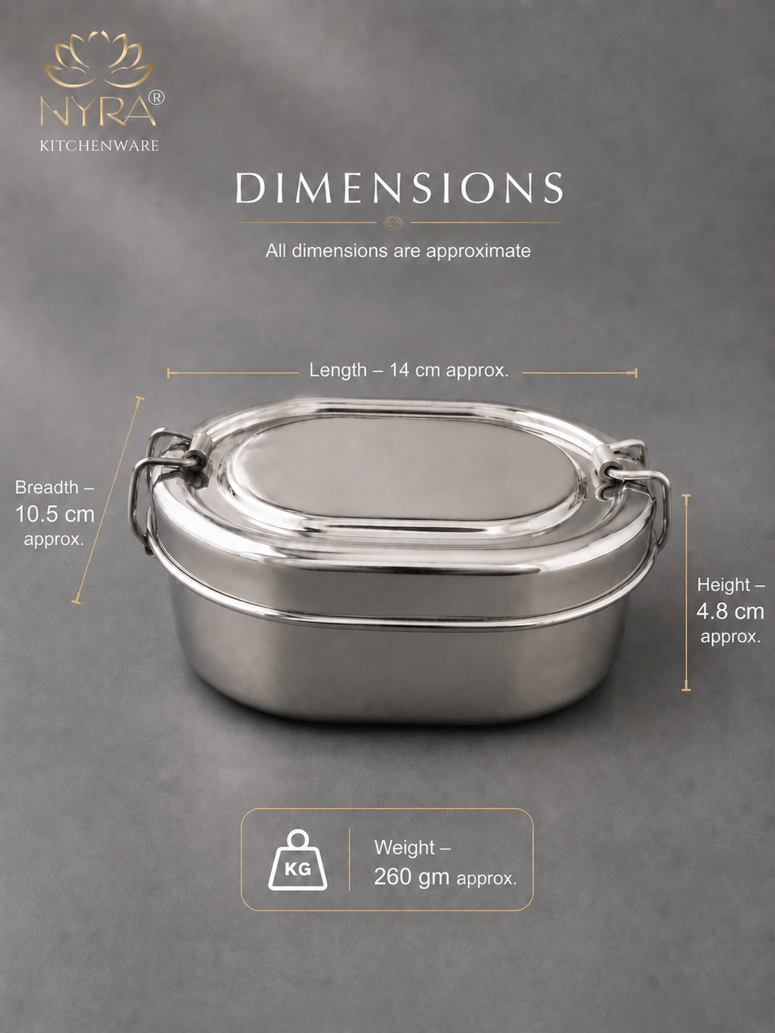 Stainless Steel Capsule Lunch Box with Plate & Double Decker Separator | Glossy Finish Steel Tiffin Box - Durable Food Storage Container