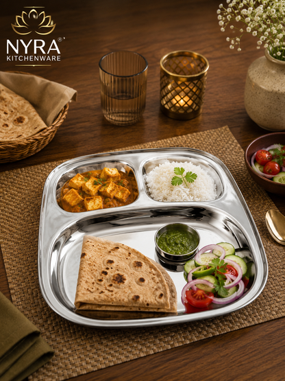 Stainless Steel Three Sectioned Plates | 3 in 1 Compartment Dinner Plate