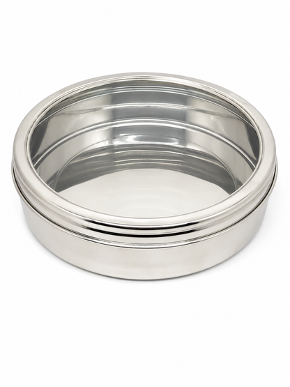 Stainless Steel Storage-Box with See Through Lid | Glossy Finish - Multipurpose Storage Container