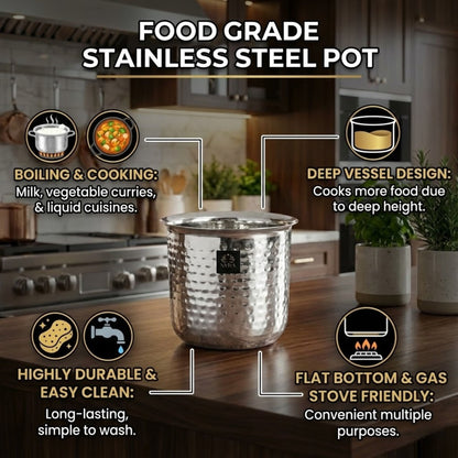 Premium Stainless Steel Hammered Deep Water Gunj - 6 Sizes