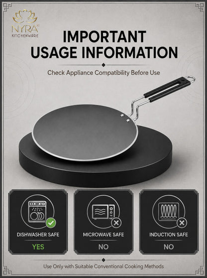 Iron Griddle/Tawa with Durable PVC Handle - Heavy-Duty Flat Pan Cookware