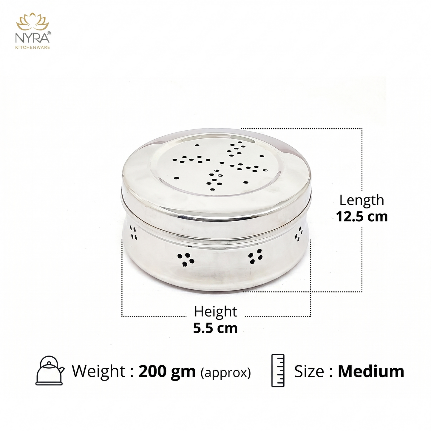 Stainless Steel Coriander Storage Box with Air Ventilation Holes | Dhaniya Dibba | Dibbi