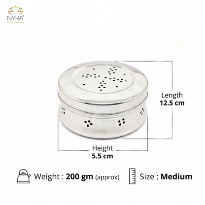 Stainless Steel Coriander Storage Box with Air Ventilation Holes | Dhaniya Dibba | Dibbi