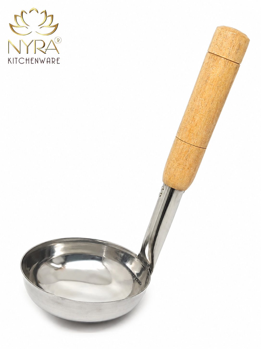 Stainless Steel Ladle with Wooden Handle – Premium Cooking & Serving Spoon
