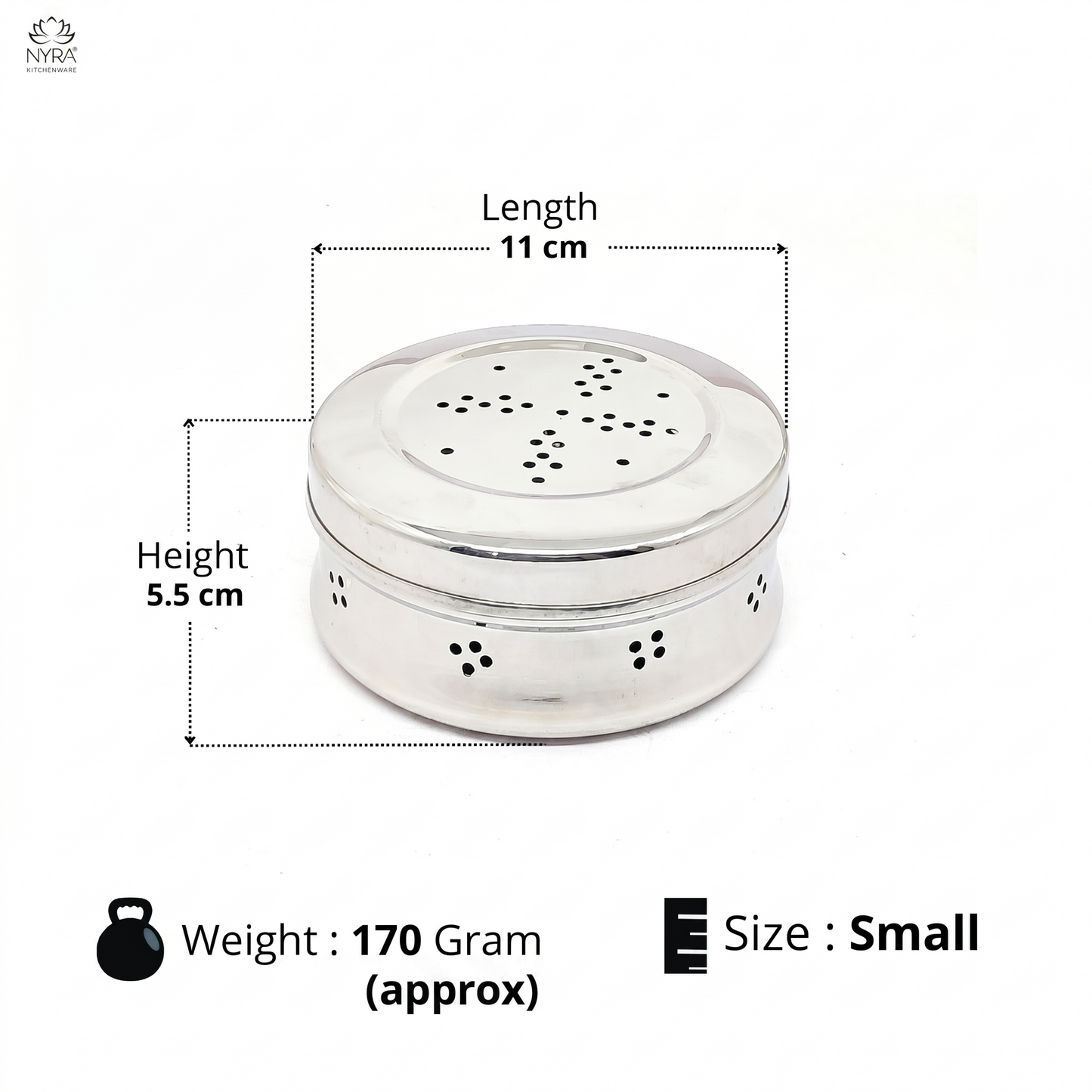 Stainless Steel Coriander Storage Box with Air Ventilation Holes | Dhaniya Dibba | Dibbi