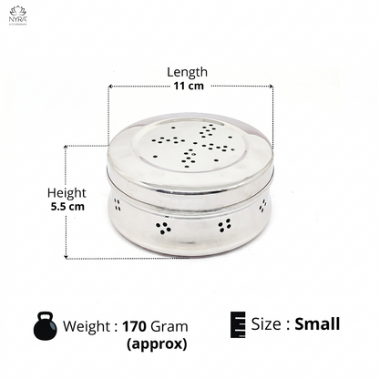 Stainless Steel Coriander Storage Box with Air Ventilation Holes | Dhaniya Dibba | Dibbi