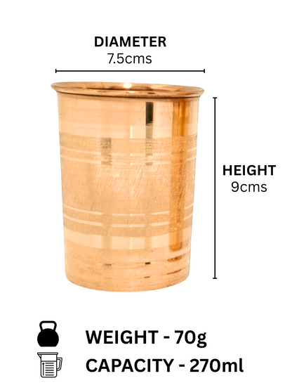 Handmade Copper Glass/Tumbler - Ayurvedic Health Benefits | Traditional Tamba Drinkware for Daily Use
