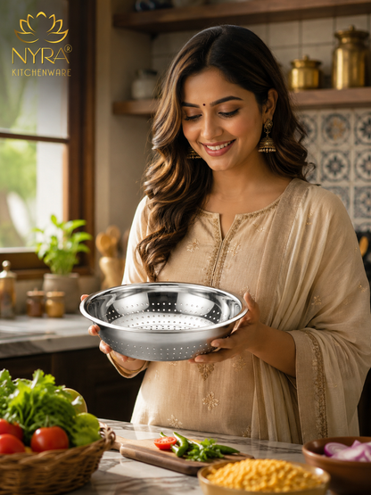 Stainless Steel Strainer & Colanders | Premium Colander/Chawal/Poha Chalni - 3 sizes