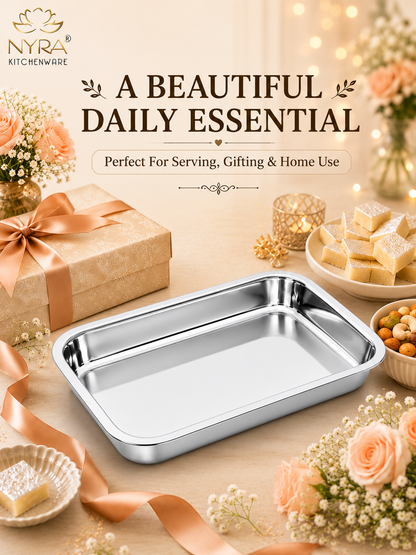 Stainless Steel Storing & Serving Tray – Multipurpose Trays for Serving Sweets & Snacks