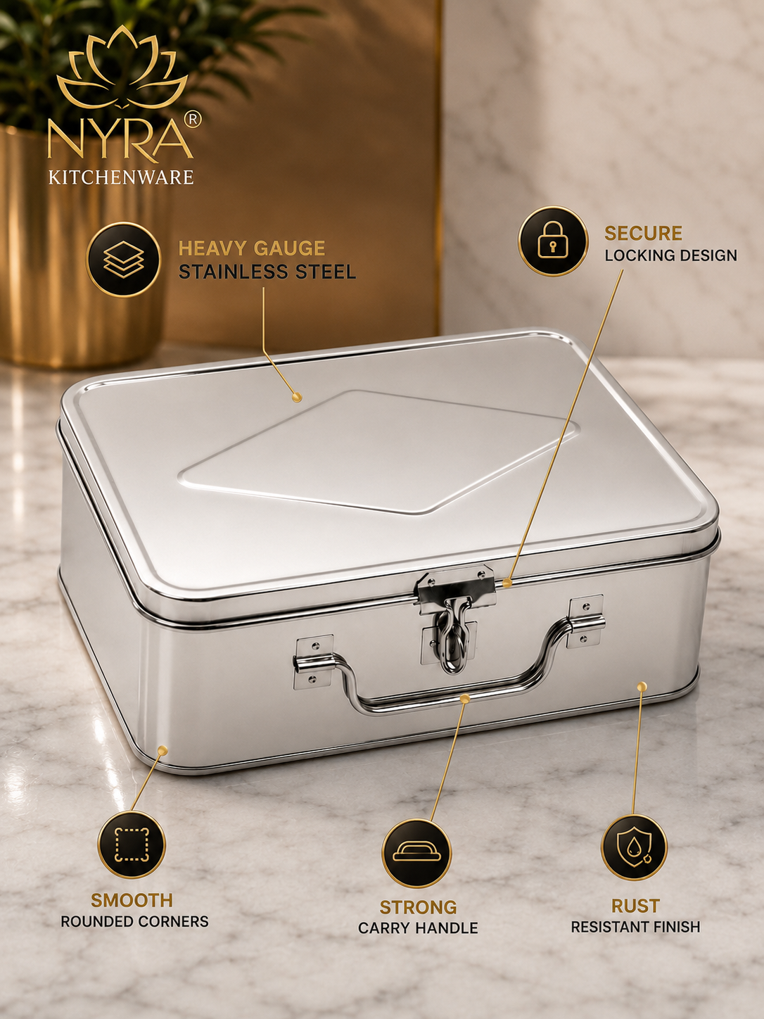Stainless Steel Multi-Purpose Cash/Storage Box | Secure for Money, Jewelry & Documents