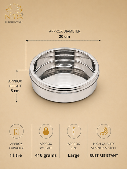 Stainless Steel Storage-Box with See Through Lid | Glossy Finish - Multipurpose Storage Container