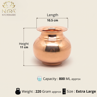 Premium Copper Lota | Health Benefits - Traditional Tamba Kalash - 4 Sizes