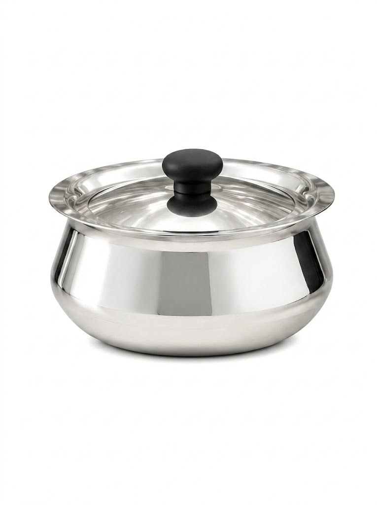 Stainless Steel Pulao Handi with Lid and PVC Knob - Available in 3 sizes