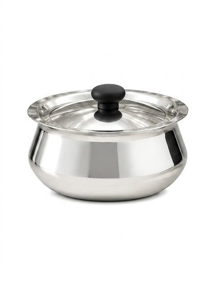 Stainless Steel Pulao Handi with Lid and PVC Knob - Available in 3 sizes