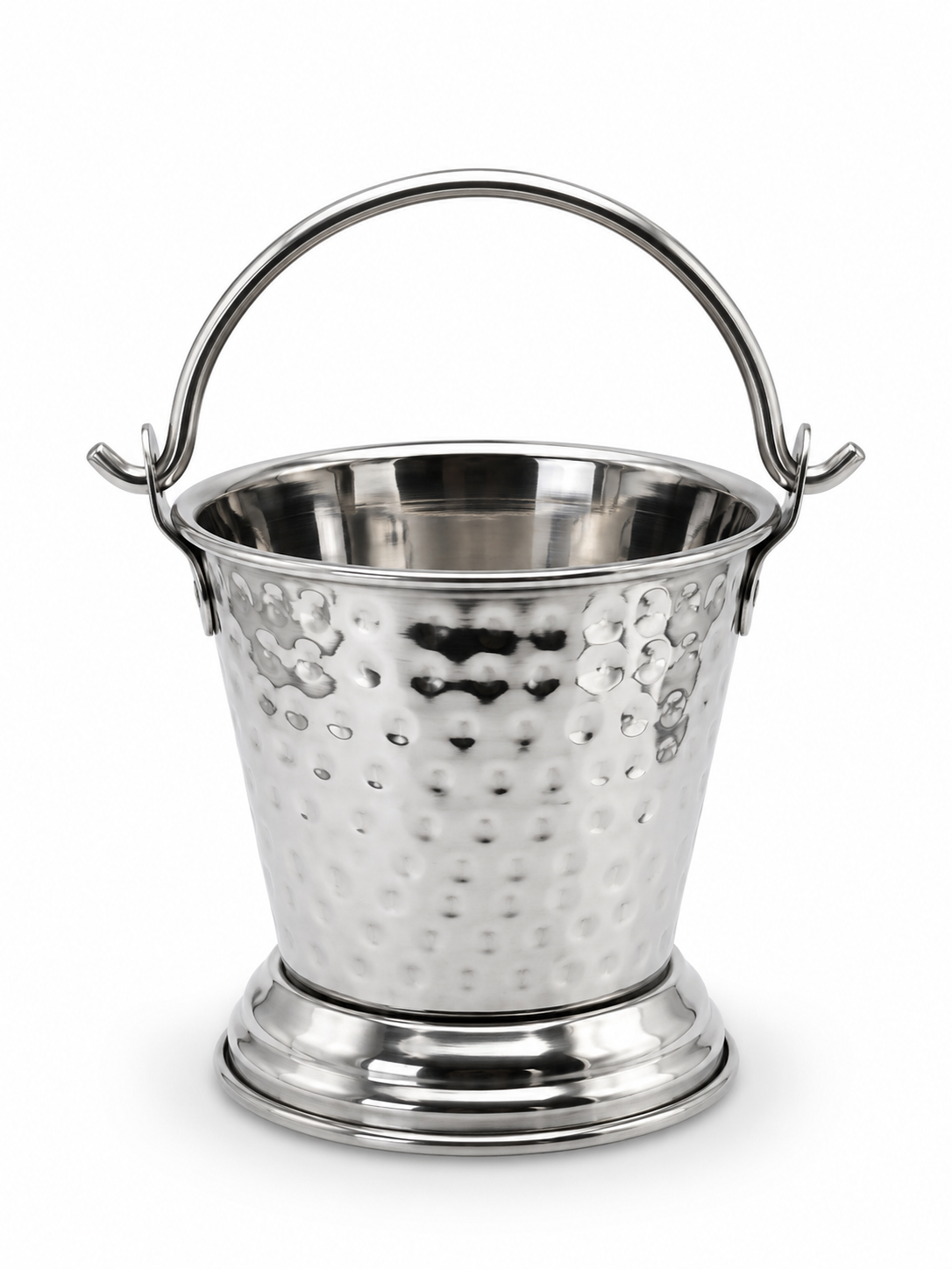 Stainless Steel mini-serving Balti | Hammered Design Serving Bucket - Traditional Serveware for Home, Restaurants & Dhabas