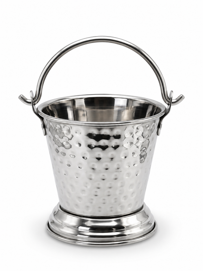 Stainless Steel mini-serving Balti | Hammered Design Serving Bucket - Traditional Serveware for Home, Restaurants & Dhabas