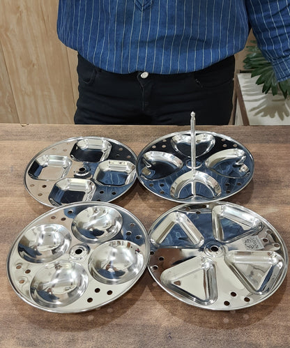 Stainless Steel  3 & 4 Plate Fancy Idly Stand with Unique Designs | Make 12 & 16 Idlies (4 Idli Per Plate )