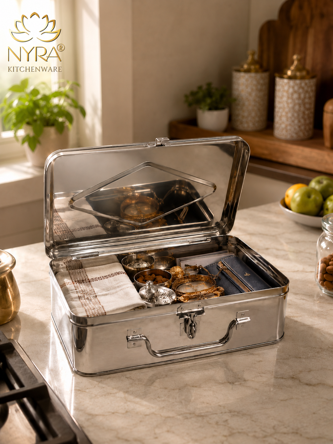 Stainless Steel Multi-Purpose Cash/Storage Box | Secure for Money, Jewelry & Documents