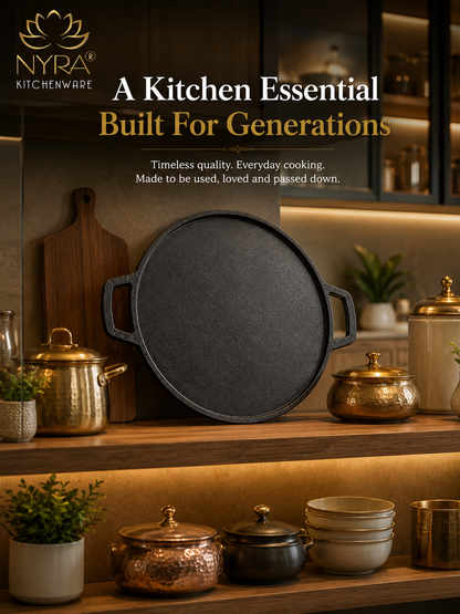 Cast Iron Dosa & Chapati Tawa | Pre-Seasoned, No Coating, All Stove Types