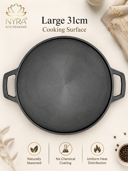 Cast Iron Dosa & Chapati Tawa | Pre-Seasoned, No Coating, All Stove Types
