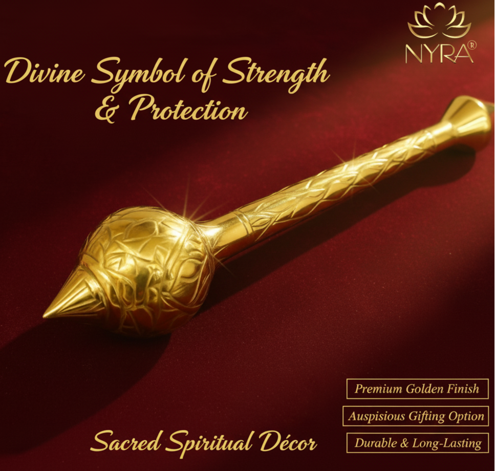 Brass/Peetal Hanuman Ji Gada | Decorative Bajrang Bali Mace Showpiece
